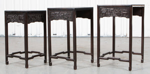 Chinese Carved Ebonized Nesting Tables, Set of 3 (7036687745181)