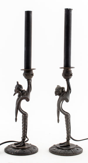 Pair of Allegorical Figure Metal Candlesticks (7266674409629)