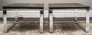 Modern Chrome End Tables W Stone Tops (7226208026781)