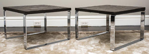 Modern Chrome End Tables W Stone Tops (7226208026781)