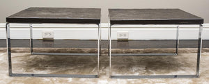 Modern Chrome End Tables W Stone Tops (7226208026781)