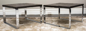 Modern Chrome End Tables W Stone Tops (7226208026781)