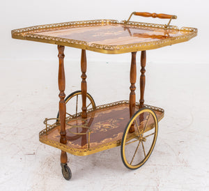 Hollywood Regency Wood Inlaid Bar Cart (7467991924893)