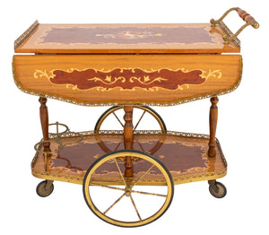 Hollywood Regency Wood Inlaid Bar Cart (7467991924893)