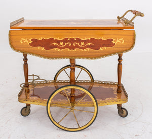 Hollywood Regency Wood Inlaid Bar Cart (7467991924893)