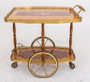 Hollywood Regency Wood Inlaid Bar Cart (7467991924893)