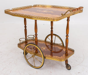 Hollywood Regency Wood Inlaid Bar Cart (7467991924893)