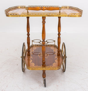 Hollywood Regency Wood Inlaid Bar Cart (7467991924893)