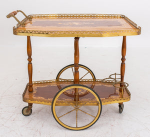 Hollywood Regency Wood Inlaid Bar Cart (7467991924893)