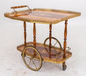 Hollywood Regency Wood Inlaid Bar Cart (7467991924893)