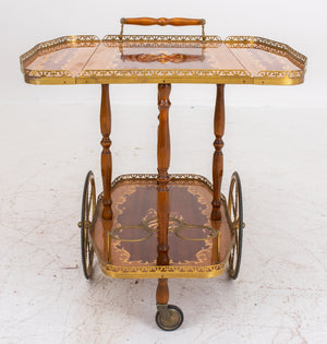 Hollywood Regency Wood Inlaid Bar Cart (7467991924893)