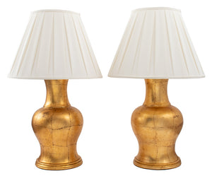 Large Modern Gold-Tone Table Lamps, Pair (7448900108445)