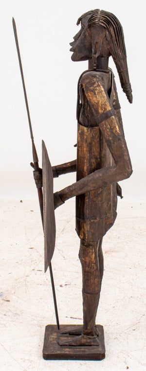 African / Oceanic Warrior Metal Sculpture Signed (8047396684083)