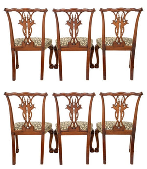 Chippendale Style Mahogany Side Chairs, ca. 1900, Set of 6 (8092211151155)