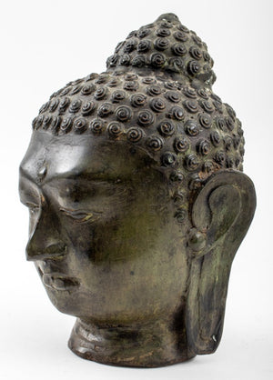 Southeast Asian Patinated Bronze Buddha Head (8092426240307)