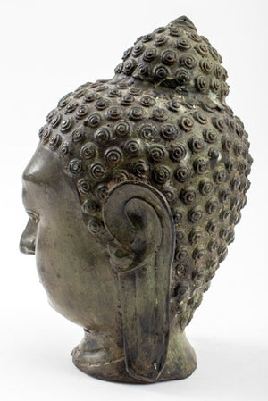 Southeast Asian Patinated Bronze Buddha Head (8092426240307)