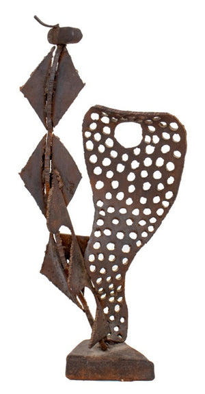 Illegibly Signed Brutalist Metal Sculpture (8155659403571)