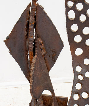 Illegibly Signed Brutalist Metal Sculpture (8155659403571)