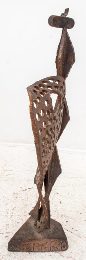 Illegibly Signed Brutalist Metal Sculpture (8155659403571)
