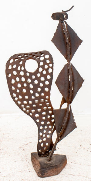 Illegibly Signed Brutalist Metal Sculpture (8155659403571)