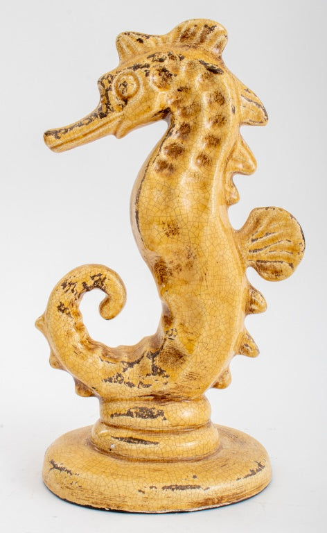 Craquelure Glazed Ceramic Seahorse Sculpture