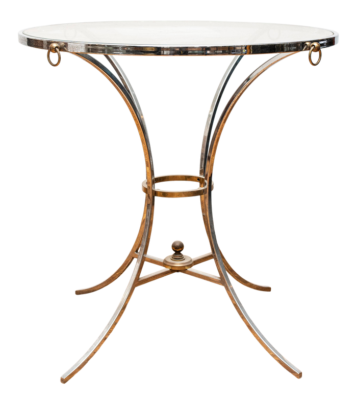 Jansen Style Chromed Metal Gueridon Side Table