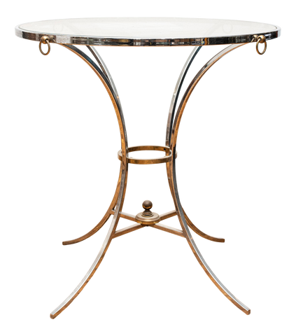 Jansen Style Chromed Metal Gueridon Side Table