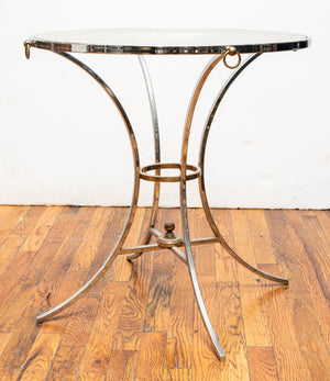 Jansen Style Chromed Metal Gueridon Side Table (7050677420189)