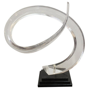 Mid-Century Modern Abstract Lucite Swirl on Stone Base (6719914672285)