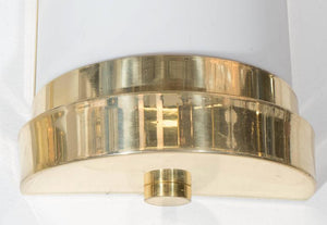 Frosted Acrylic and Brass Pair of Cylindrical Wall Sconces, Pair (6719598526621)