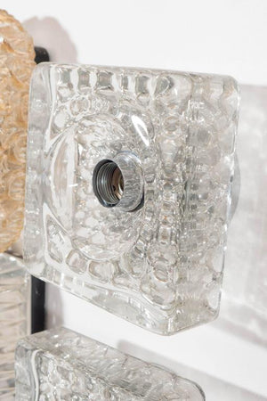 Pair of Square Wall Sconces in Textured Bubble Glass (6719613337757)