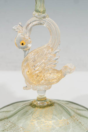 Salviati Venetian Blown Glass Candlestick with Swan Motif (6719609176221)