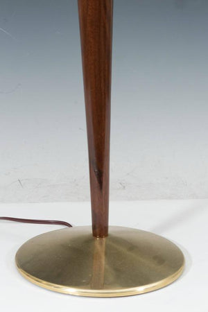 Lightolier Italian Lamp with Tapered Stem in Brass and Wood (6719610683549)