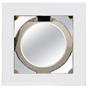 Postmodern Round Mirror on Rectangular Glass Frame (6719891505309)