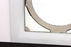 Postmodern Round Mirror on Rectangular Glass Frame (6719891505309)