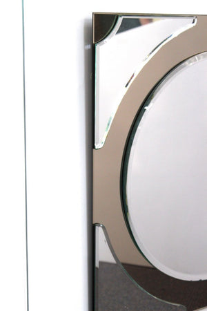 Postmodern Round Mirror on Rectangular Glass Frame (6719891505309)