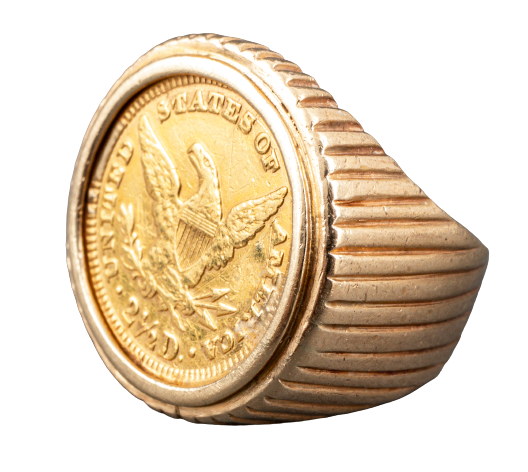 14K Yellow Gold 1902 US Gold Coin Ring