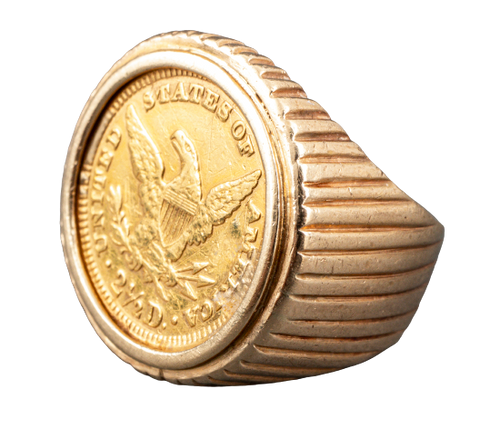 14K Yellow Gold 1902 US Gold Coin Ring