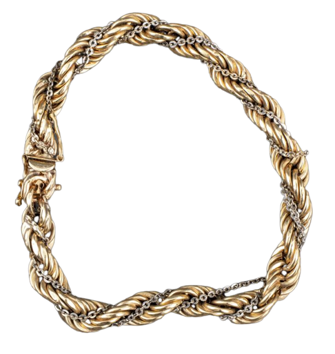 14K Yellow & White Gold Rope Chain Bracelet